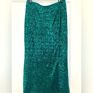 Anthropologie Alicia/Maeve Sequined Green Skirt